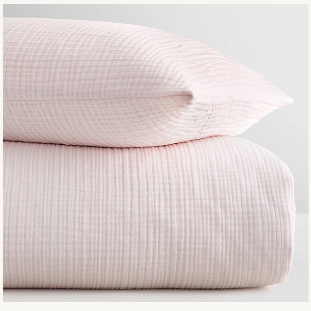 Restoration Hardware Baby & Child Dusty Rose Pink Twin Cotton Gauze Duvet Cover - Picture 8 of 9